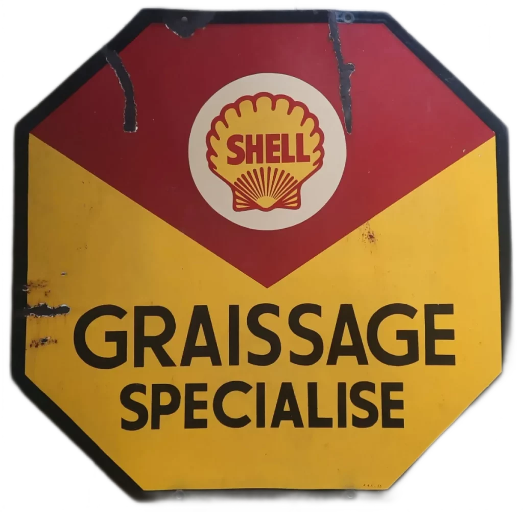 plaque publicitaire émaillée Shell