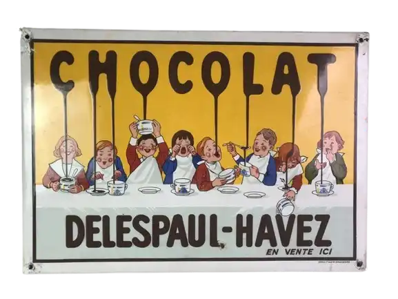 reconnaitre une vraie plaque émaillée ancienne: plaque émaillée chocolat delespaul